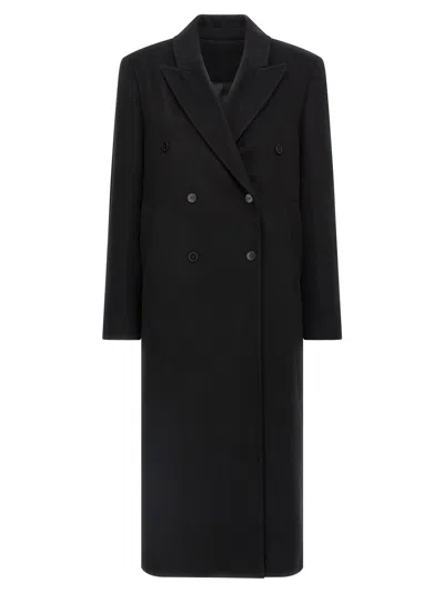Loulou Studio Temo Double Breast Viscose Coat In Black