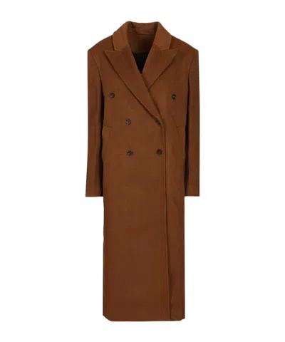 Loulou Studio Rosco Double Breasted Coat In Brown