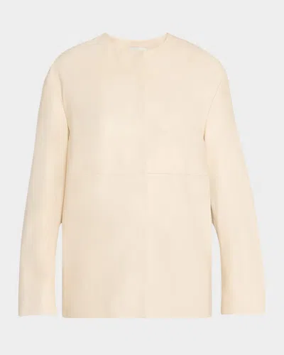 Loulou Studio Round-neck Leather Coat In Cream