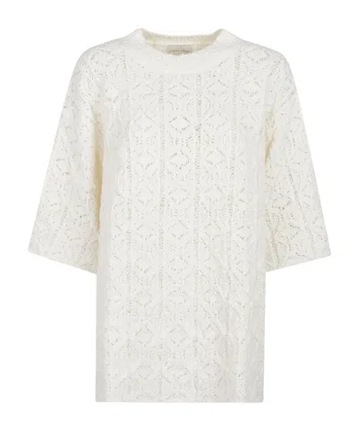 Loulou Studio Round Neck Sweater In White