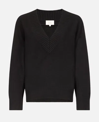Loulou Studio Sage Lds V Neck Sweater In Black