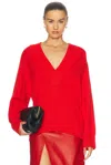 Loulou Studio Oversize Cashmere V-neck Sweater In Tomato
