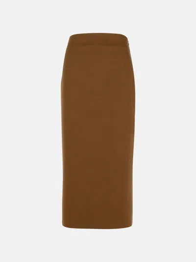 Loulou Studio 'samos' Brown Virgin Wool Skirt