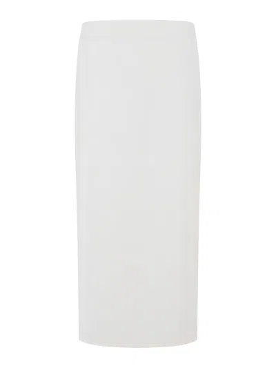 Loulou Studio Samos Long Skirt In Ivory Stretch Virgin Wool In White