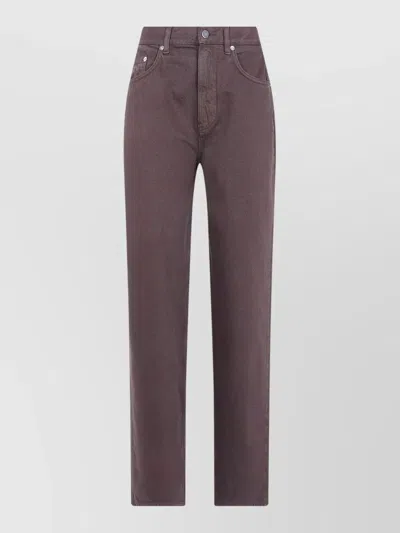 Loulou Studio Samur Straight Leg Jeans Back Pockets In Brown