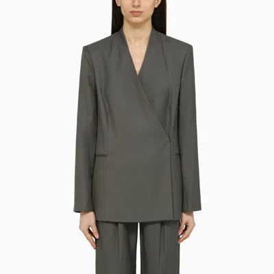 LOULOU STUDIO SANDYATO SINGLE-BREASTED GREY VISCOSE BLAZER