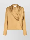 Loulou Studio Satin Blouse With Notched Lapel Collar In Neutral