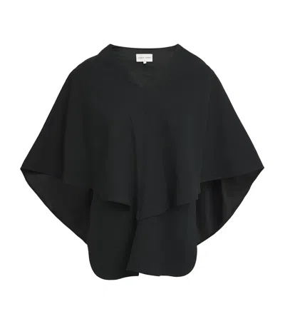 Loulou Studio Satin Cape Blouse In Black