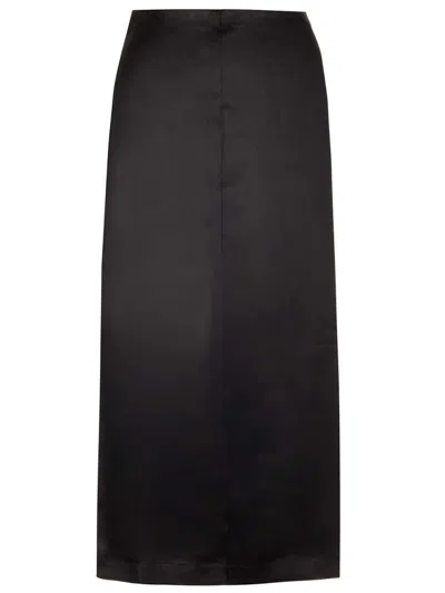 Loulou Studio Satin Pencil Skirt In Black