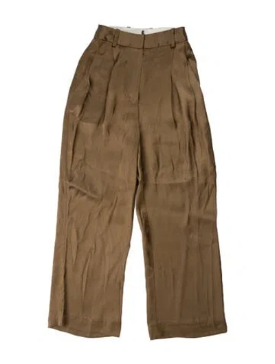 Pre-owned Loulou Studio Satin Wide Leg Pants In Gold