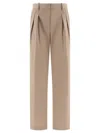 Loulou Studio Pleated Wide-leg Trousers In Neutral