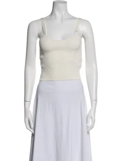 Pre-owned Loulou Studio Scoop Neck Sleeveless Crop Top In Neutral