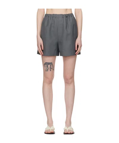 Loulou Studio Seto Viscose Blend Shorts In Fjord Grey