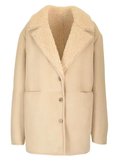 Loulou Studio Shearling Coat In White
