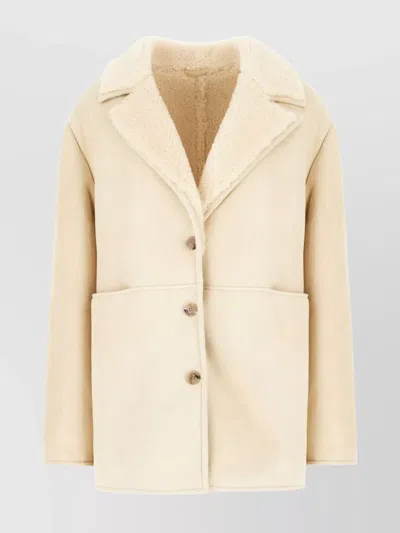 LOULOU STUDIO SHEARLING JACKET LAPEL SLIT POCKETS