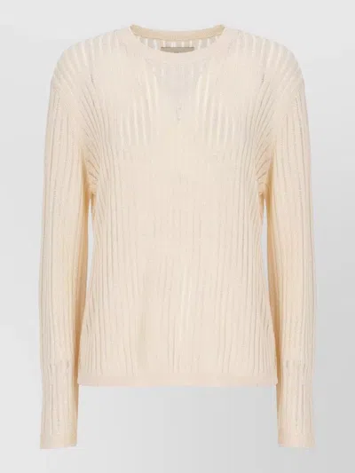Loulou Studio Sheer Ribbed Viscose Sweater Long Sleeves In Neutral