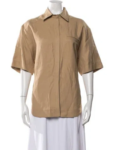 Pre-owned Loulou Studio Short Sleeve Button-up Top W/ Tags In Neutral