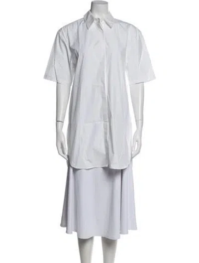 Pre-owned Loulou Studio Short Sleeve Button-up Top In White
