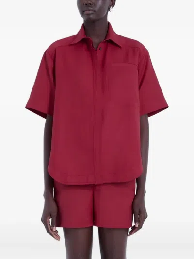 Loulou Studio Short-sleeve Pocketed Shirt In Red