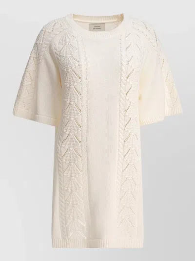 Loulou Studio Short Sleeve Round Neck Textured Knit Dress In White