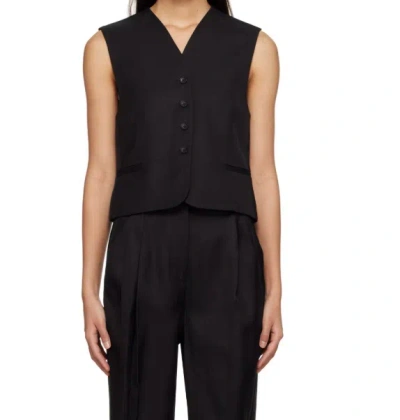 Loulou Studio Short-sleeved V-neck Vest In Black