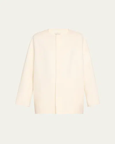 Loulou Studio Short Wool Cashmere Coat In Ivory