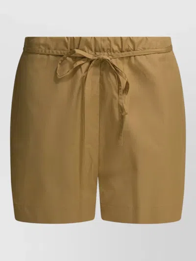 Loulou Studio Shorts Elastic Waistband And Back Pocket In Brown