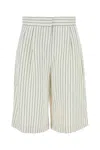 Loulou Studio Front Pleated Striped Bermuda Shorts With Pockets In Stripped