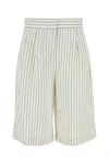 Loulou Studio Front Pleated Striped Bermuda Shorts With Pockets In Stripped