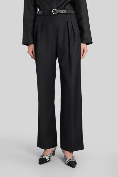 Loulou Studio Sibiru Lds Pants In Black Wool In Blue