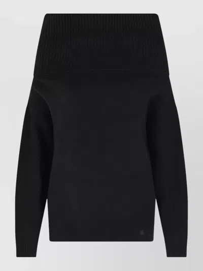 Loulou Studio Sibyl Cashmere Blend Off Shoulder Sweater In Black