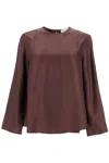 Loulou Studio Silk Adalyn Blouse In Choco (brown)