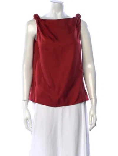 Pre-owned Loulou Studio Silk Bateau Neckline Top In Red