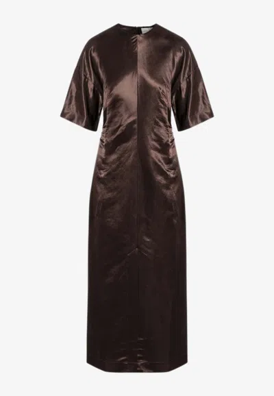 Loulou Studio Silk-blend Maxi Dress In Brown
