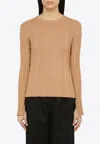 Loulou Studio Beige Silk Blend Crew-neck Sweater In Beige