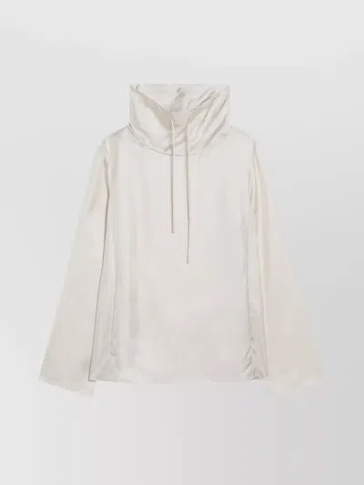 LOULOU STUDIO SILK BLOUSE WITH DRAWSTRING AND LONG SLEEVES