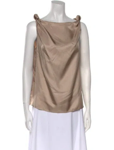 Pre-owned Loulou Studio Silk Cowl Neck Blouse In Neutral