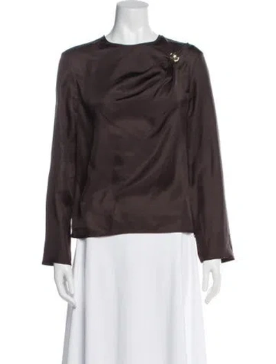 Pre-owned Loulou Studio Silk Crew Neck Blouse In Neutral