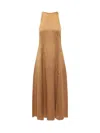 Loulou Studio Mina Sleeveless Silk Satin Midi Dress In Brown