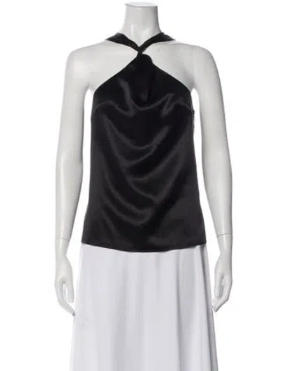 Pre-owned Loulou Studio Silk Halterneck Top In Black