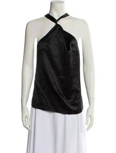 Pre-owned Loulou Studio Silk Halterneck Top In Black