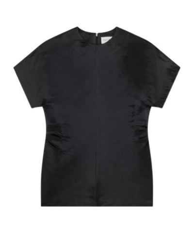 Loulou Studio Silk Linen Organza Top In Black