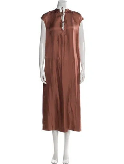 Pre-owned Loulou Studio Silk Long Dress In Brown