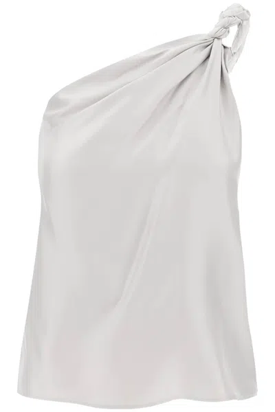 Loulou Studio Adiran Asymmetric Silk Top In Silver