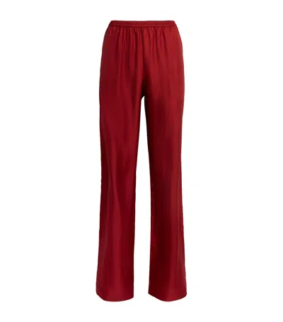 Loulou Studio Silk Straight Trousers In Red
