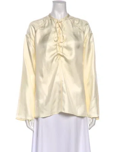Pre-owned Loulou Studio Silk Tie Neck Blouse In Neutral
