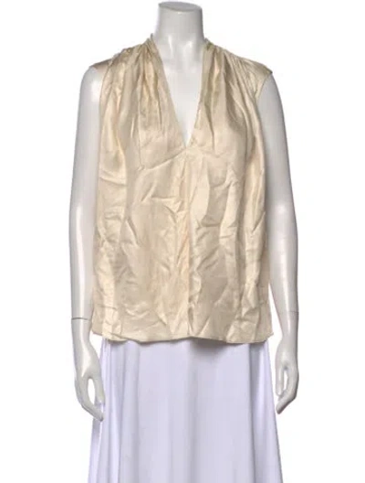 Pre-owned Loulou Studio Silk V-neck Blouse In Neutral