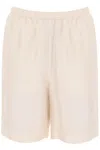 Loulou Studio Ivory Silk Zinnia Bermuda Shorts In Cream Rose (pink)