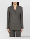 Loulou Studio Single Breasted Viscose Blazer Lapel Pockets In Gray