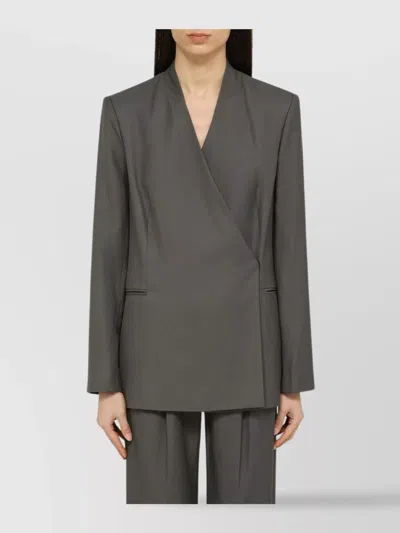 LOULOU STUDIO SINGLE BREASTED VISCOSE BLAZER LAPEL POCKETS